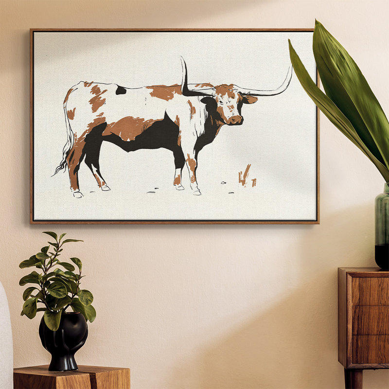 Terre Cotta Steer III, toile tendue avec châssis de qualité supérieure - prête à être accrochée, H 25 po x l 37 po x P 2 po