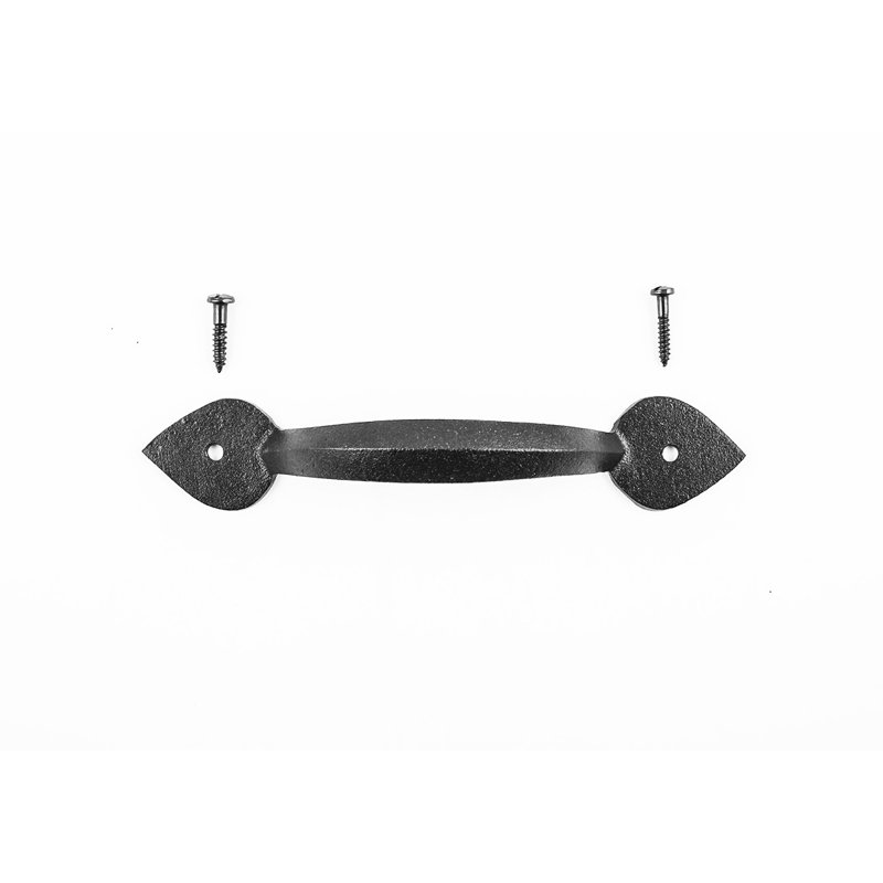 Black Wrought Iron Heart Tip Door Pulls, Set of 4