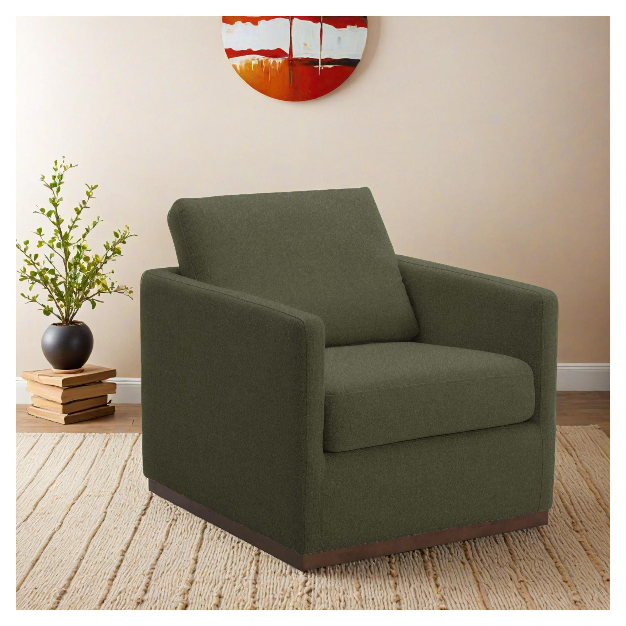 Bobbi Upholstered Swivel Armchair (Set of 2), Vesper Forest Velvet