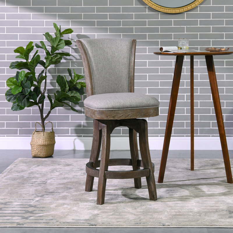 Brainly 27 inches Armless Swivel Counter Height Bar Stool, Heathered Gray Linen