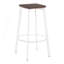 Tabouret de bar carré en métal et bambou grain de bois pressé rétro - ensemble de 2