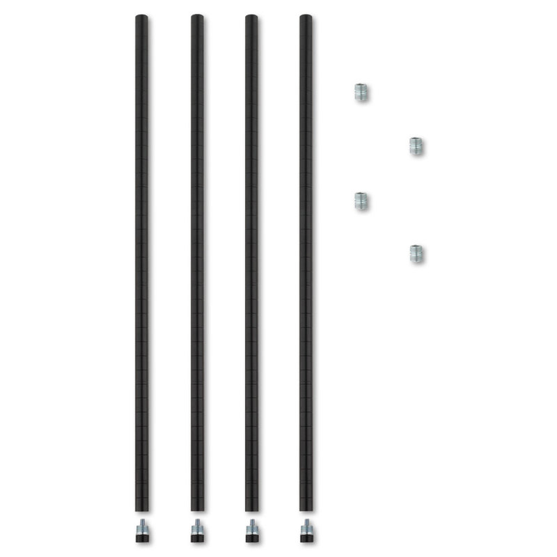 Alera 36" Black Stackable Wire Shelving Posts with Levelers