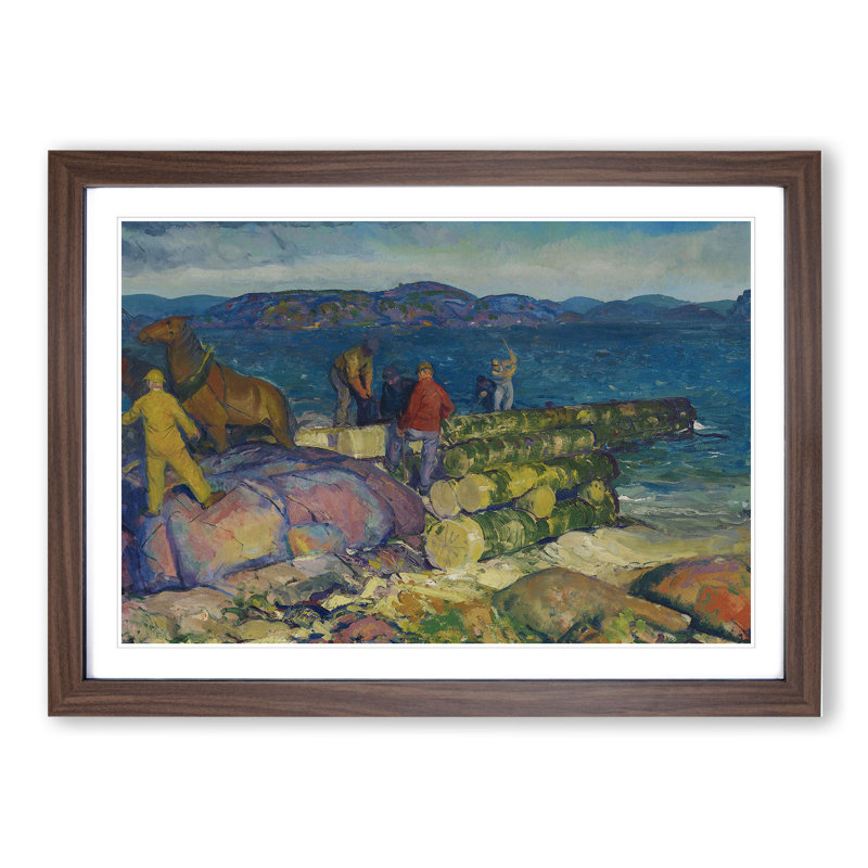 Dock Builders by George Bellows - Picture Frame Painting, 36cm H x 48cm W x 2cm D, Walnut Framed