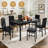 Ellice Modern Dining Room Table and Chairs Set for 6, 7-Piece Kitchen Dining Table Set with 6 Chairs & Table, Faux Marble Dining Table Set with MDF Broad & Metal Frame for Apartment, Dining Room-1662072523-1662072524