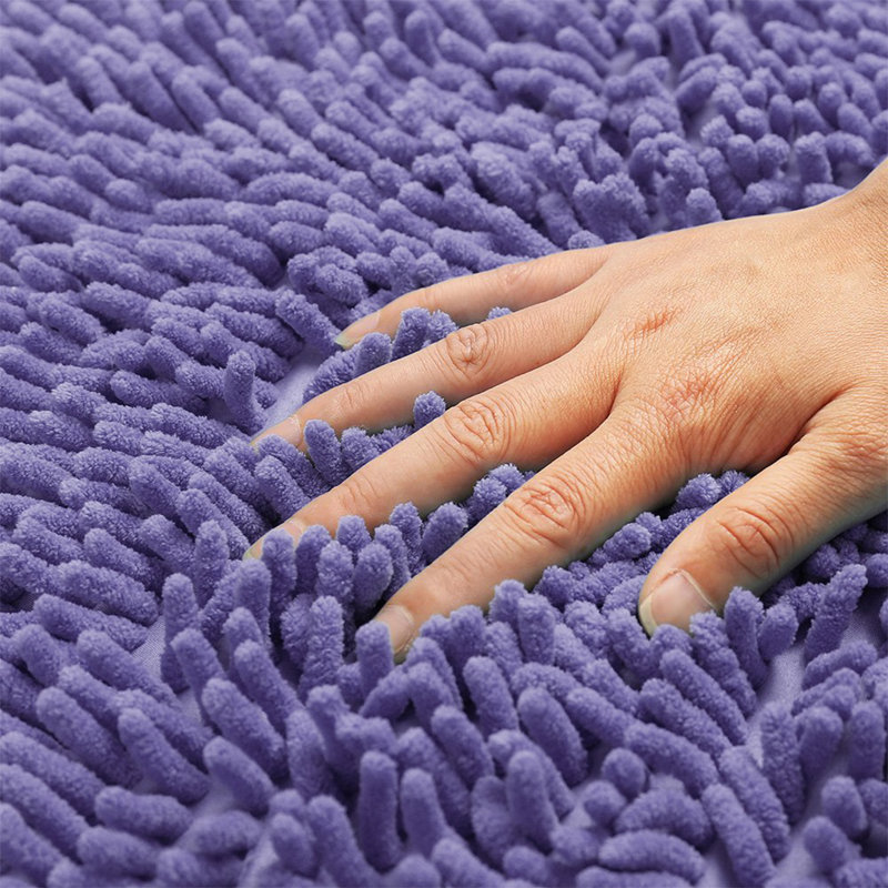 Shian Chenille Non-Slip Bath Rug;Bath Mat, Purple