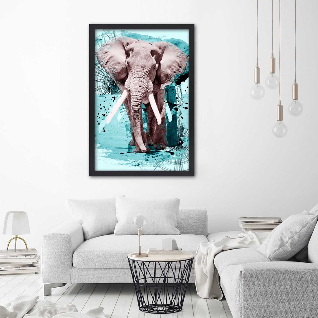 Gerahmtes Poster Elephant Watercolor