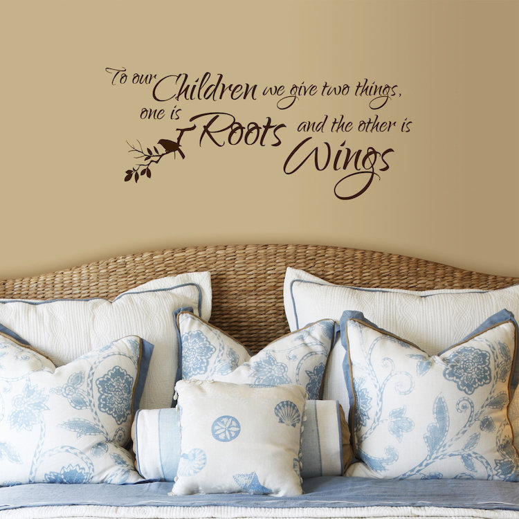 Adhésif décoratif «To our Children Children We donné deux choses, l'une est racines et l'autre est ailes», Chocolat
