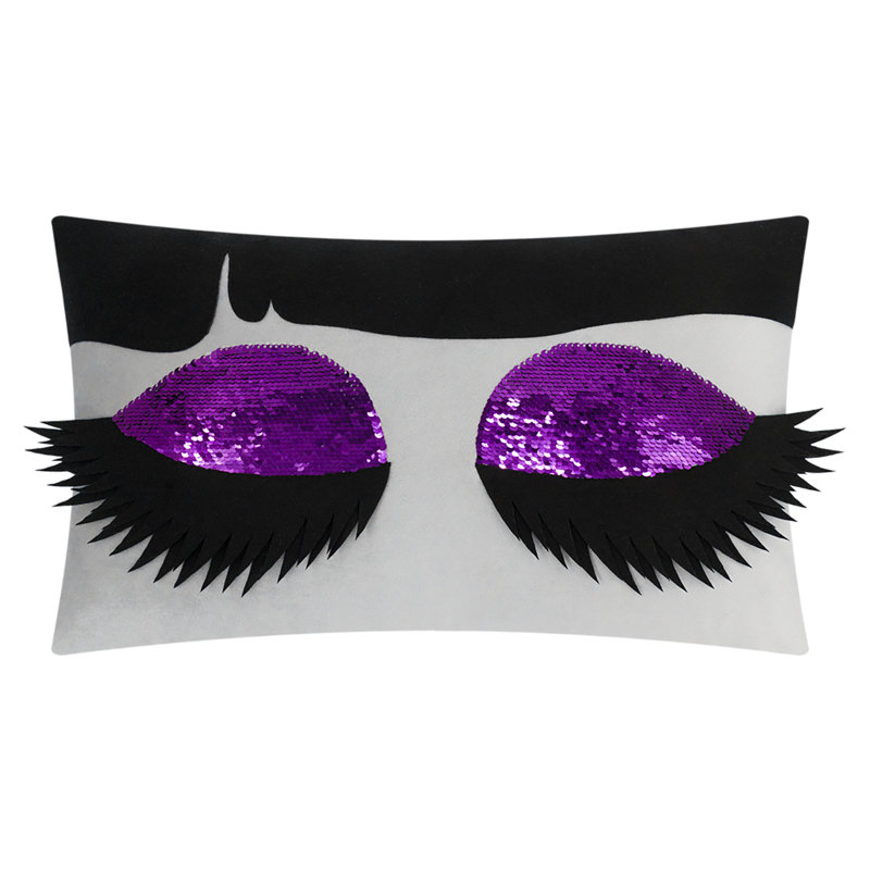 Appliqued Pillow Cover, 12" x 20", Purple