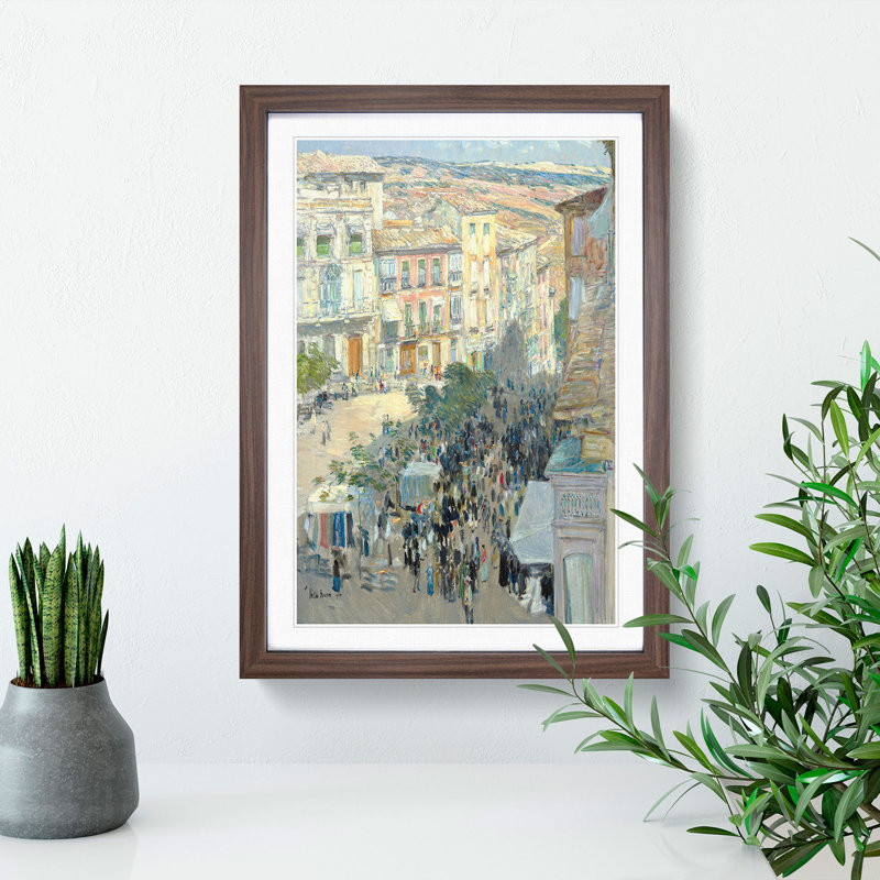 Southern French City by Childe Hassam - Picture Frame Painting, 65cm H x 48cm W x 2cm D, Walnut Framed
