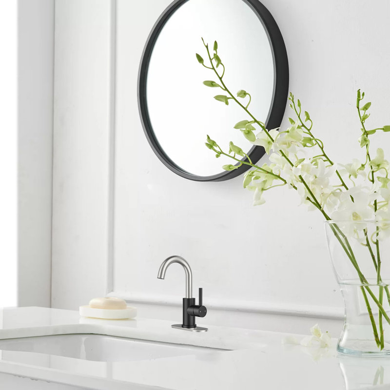 Robinet de salle de bain Waterfall, Noir mat/nickel brossé