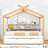 Wooden House Bed With Twin Pull-Out Trundle And Bookshelf Storage-712112999