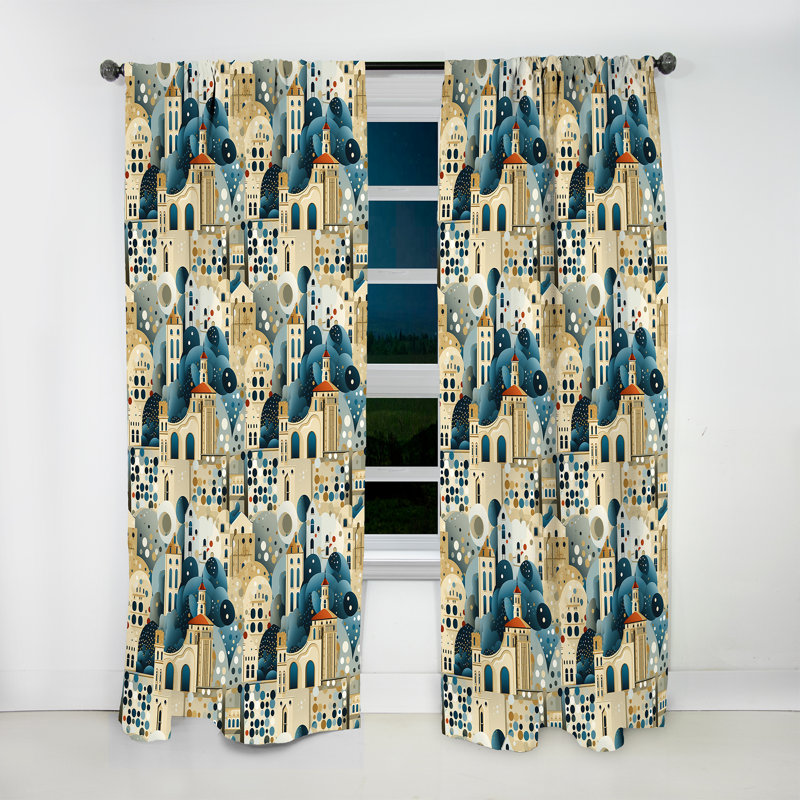 Motif à pois architectural I Splendor P - Rideau abstrait - Velours obscurcissant - 1 panneau, 52" W x 108" L