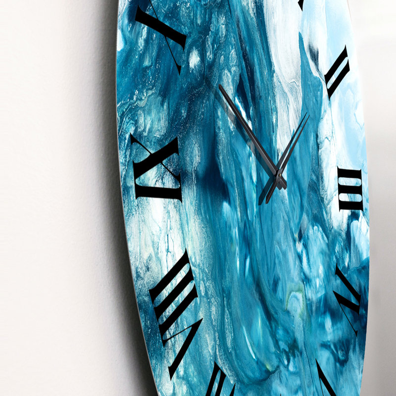 Turquoise liquide Art - horloge murale moderne, Moyen