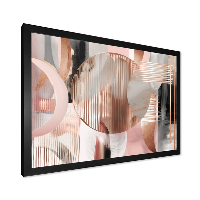 Rayures et lignes roses, art moderne IV - formes abstraites, décoration murale transitionnelle, H 16 po x l 32 po