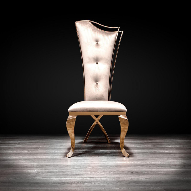 Mohandis 17'' H Velvet Upholstered Side Chair, Taupe