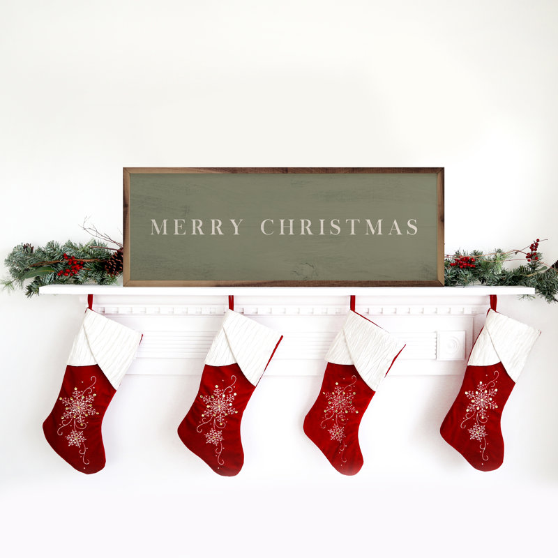 Merry Christmas - machine à écrire verte, H 8 po x l 24 po x P 1 po