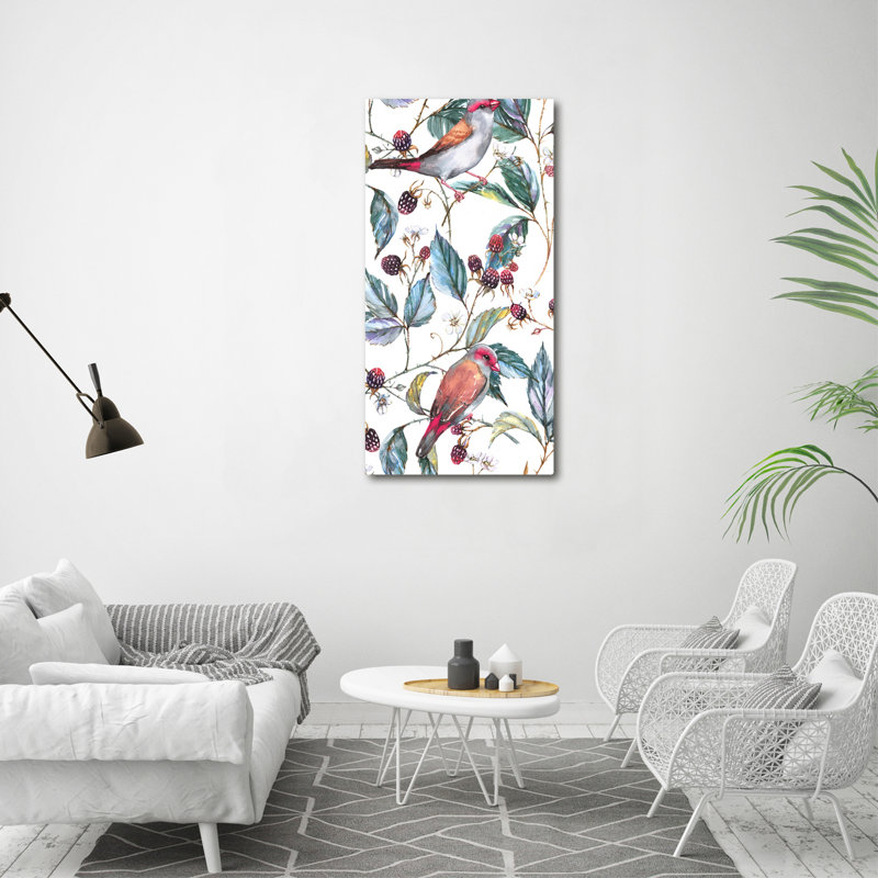 Birds And Blackberries - Wrapped Canvas Print