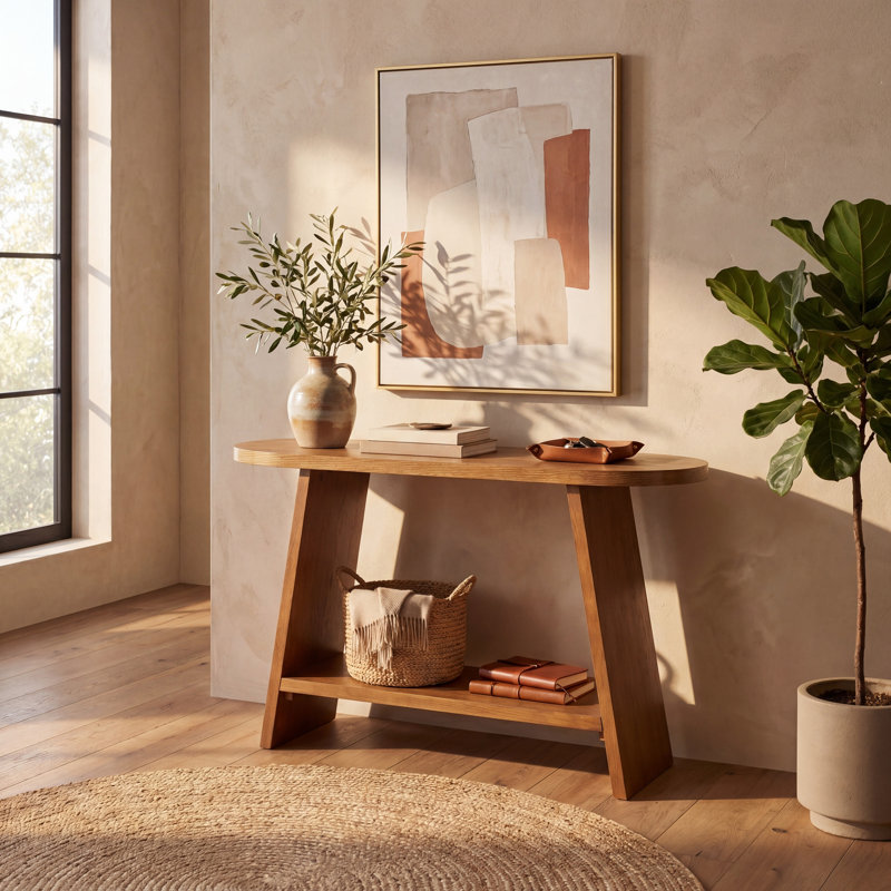 Mattelynn Wood Console Table, Rustic Oak