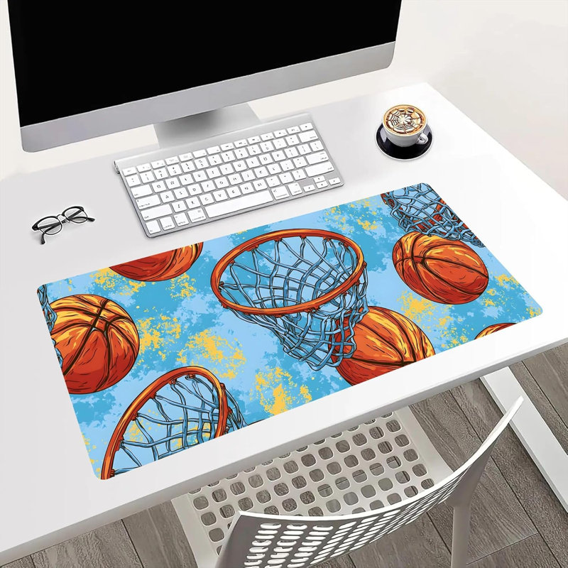 Tapis de souris sport basketball, tapis de bureau extensible, décor de bureau pour les fêtes, 40 x 80 cm