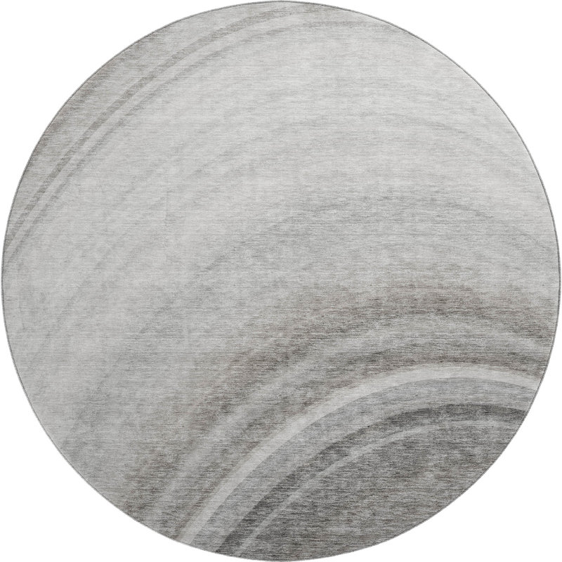 Premium Machine Washable Cerrito AMF584 Gray Rug, Round 8'