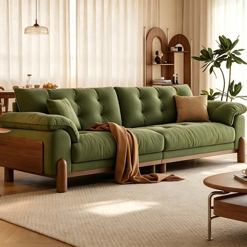 Extra-large plush sofa with solid wood frame