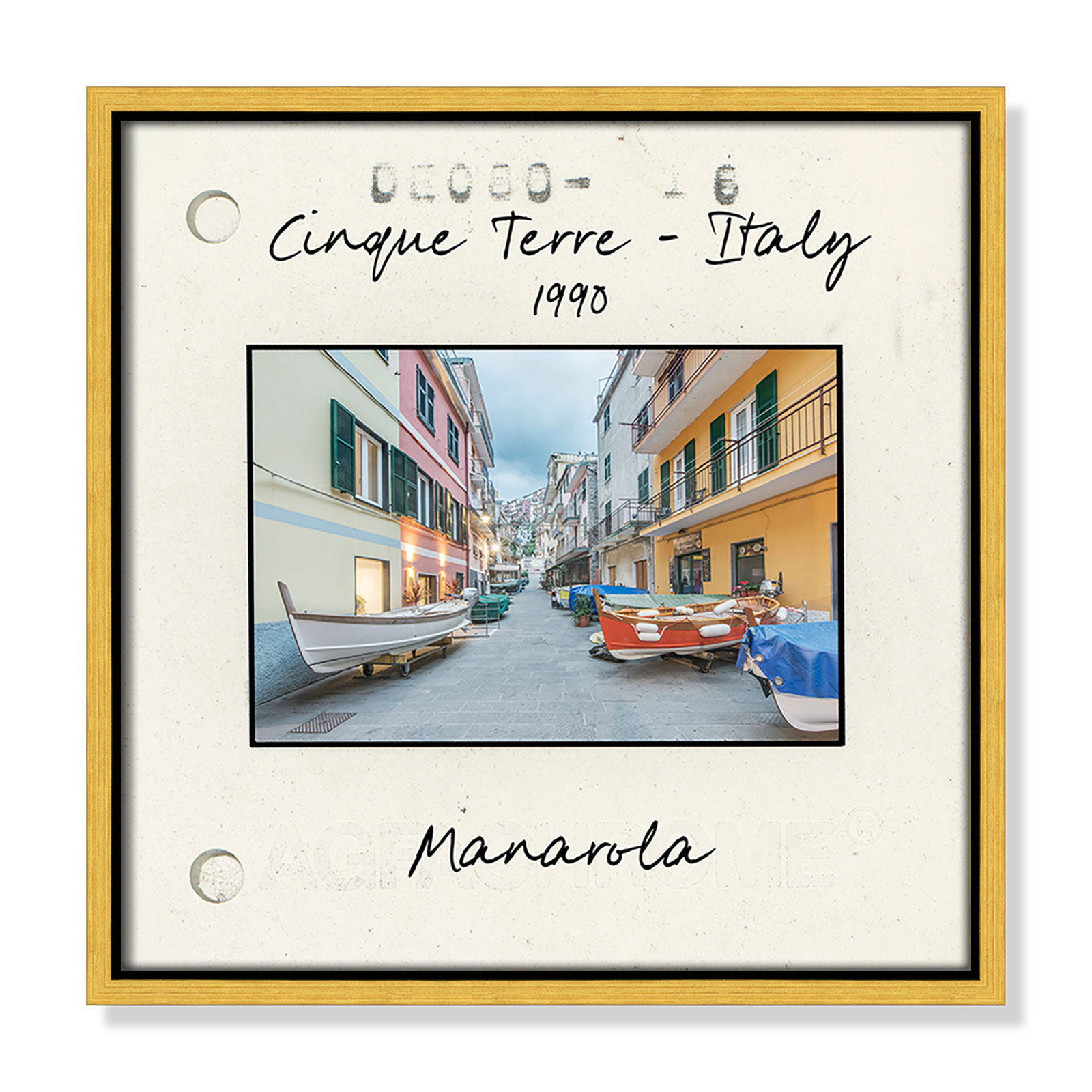 Cinque Terre, Italy - Manarola Print by Danita Delmont, 13.5" H x 13.5" W x 2" D, Gold Floater Framed Canvas