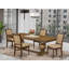 L'ensemble de table de cuisine 5 pièces comprend une table de salle à manger et 4 chaises de salle à manger en cuir de polyuréthane beige avec dossier haut - finition noyer antique-852602788-857391520
