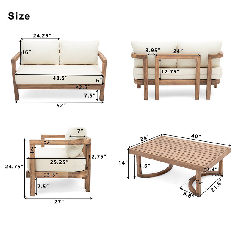 Trevohn Acacia 5 - Person Patio Conversation Sets with Cushions