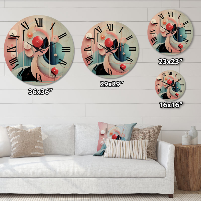 Horloge murale fleurs surdimensionnées roses et bleues, Grand
