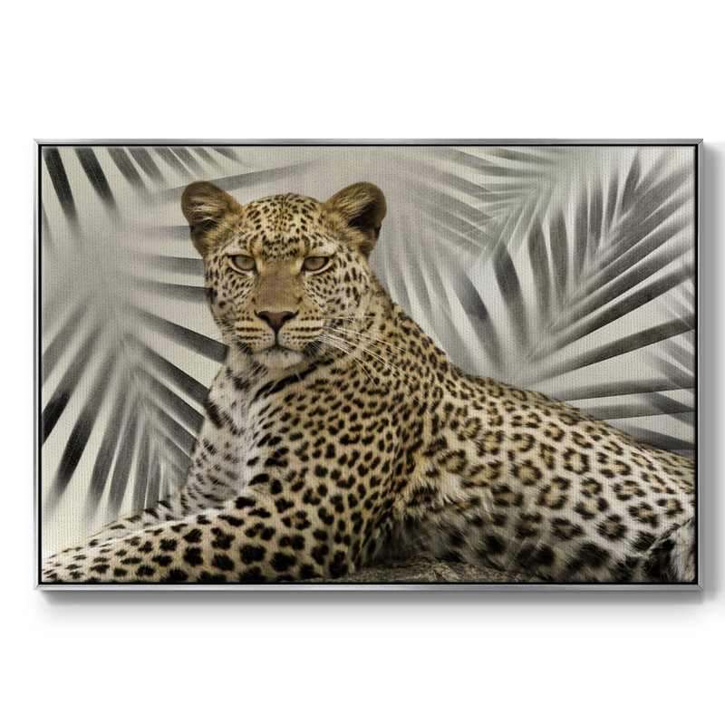 Boho Cheetah, peinture sur toile encadrée, H 25 po x l 37 po x P 2 po, Encadrement argenté
