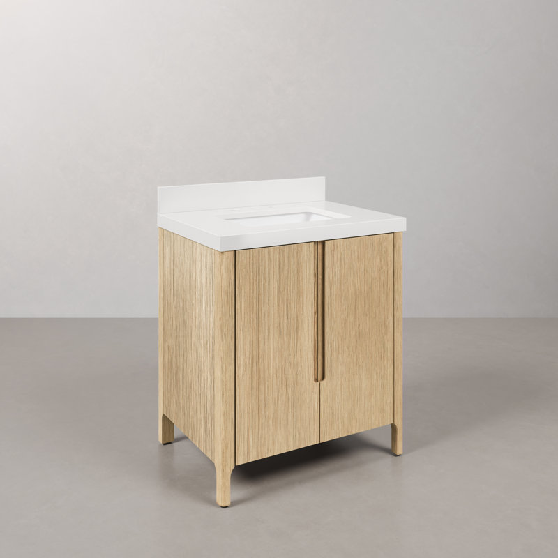 Trayshawn 30 in. Whitebrook Engineered Marble Single Countertop Vanity, Brown