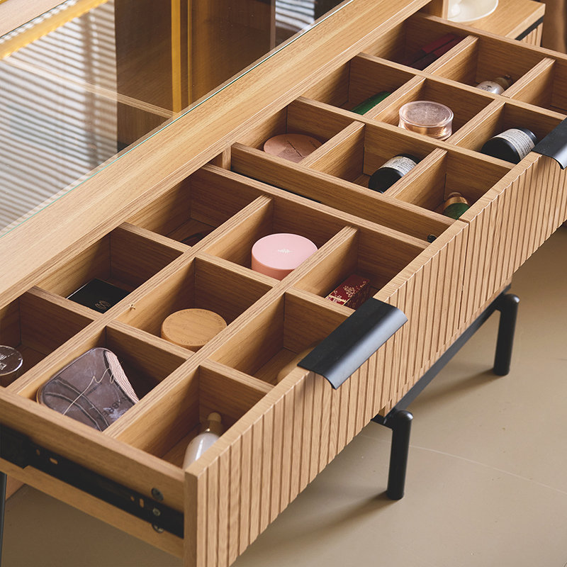 Bureau de meuble-lavabo lumineux 36 "avec prise de courant, 5 tiroirs et tablettes - 3 modes de couleurs, table de maquillage contemporaine pour chambre à coucher
