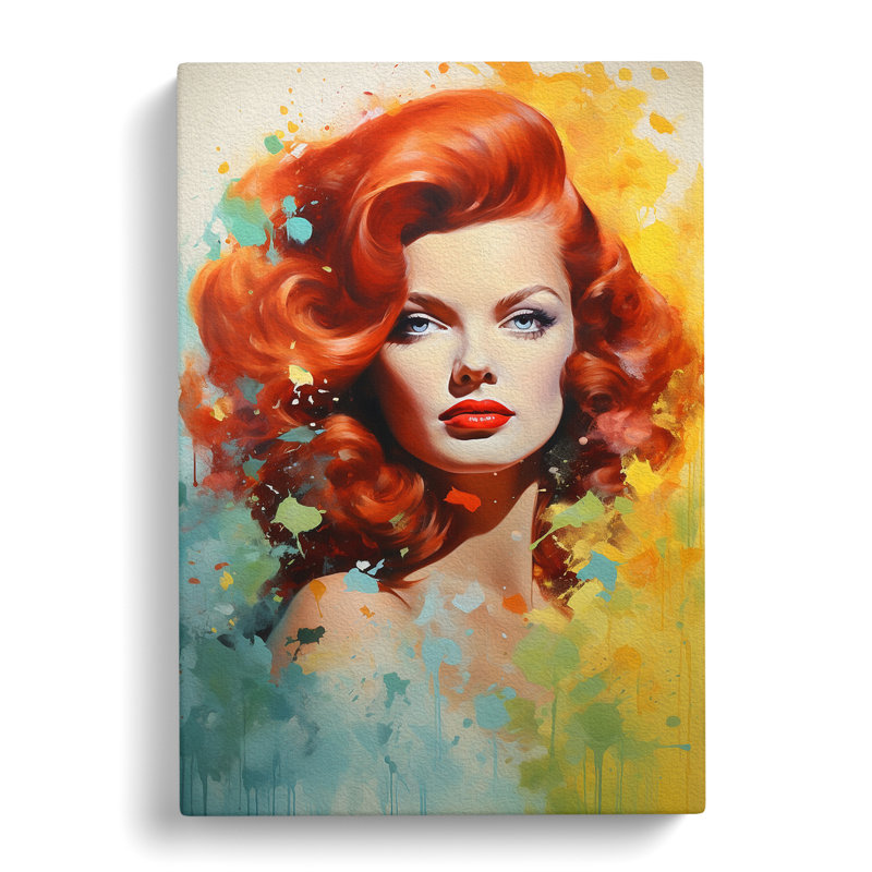 Red Headed Woman Colour Field No.2 - No Frame Print, 76cm H x 50cm W x 3cm D
