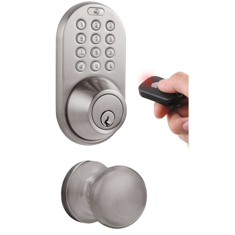 Knobs With Deadbolt Reversible Entry Set, Satin Nickel