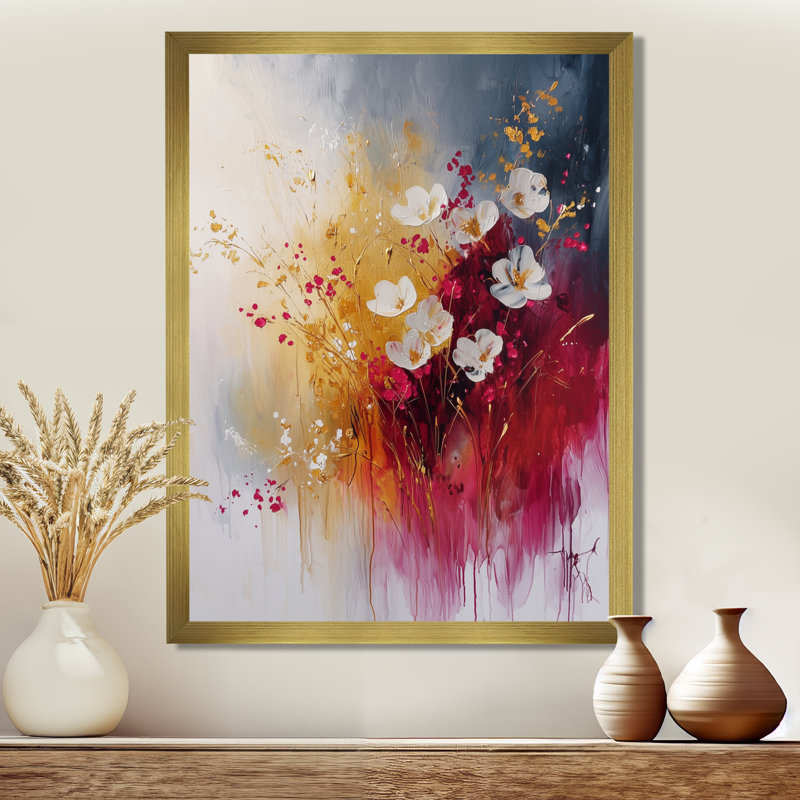 Odette - art mural floral, H 40 po x l 30 po, Reproduction encadrée d'une seule photo, Doré