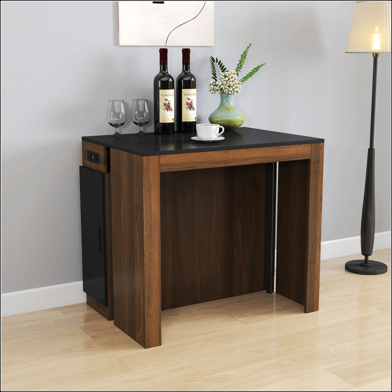 Table de salle à manger extensible moderne multifonctionnelle avec prise de courant, table extensible peu encombrante avec rangement pour les fêtes, les mariages, les réunions et les célébrations