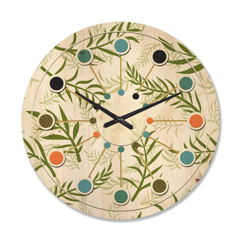 Horloge murale en bois Tropical Botanicals I, Très grand