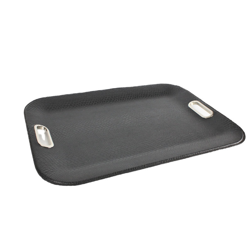 Rylan Leather / Faux Leather Tray, Black