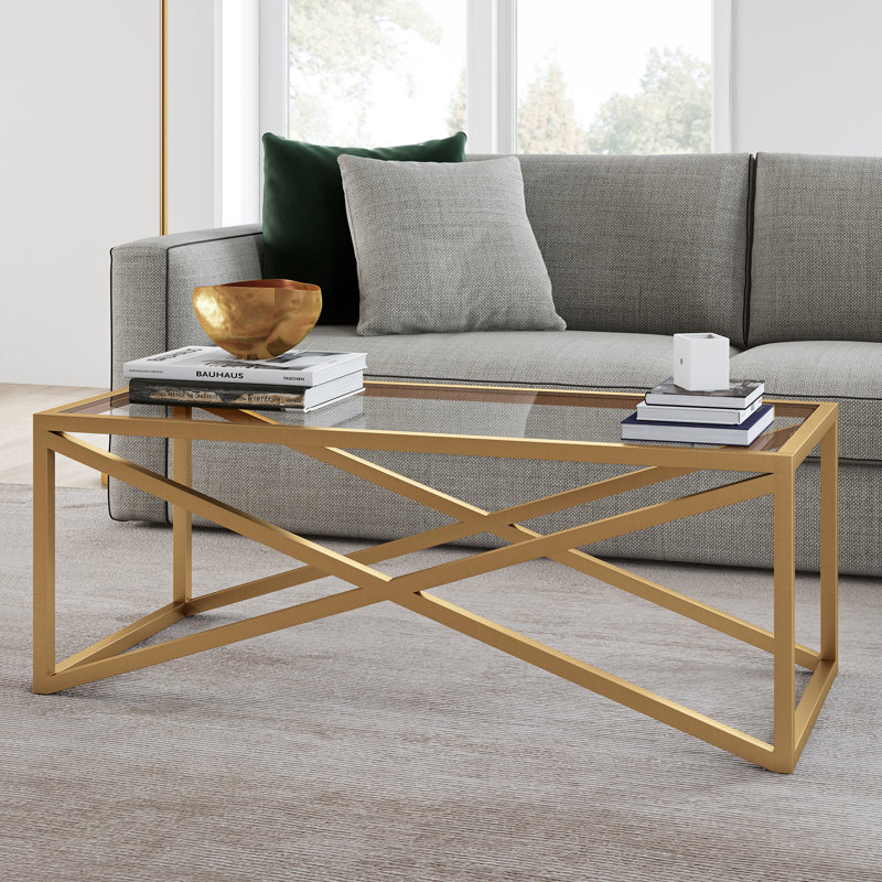 Calix Cross Legs Coffee Table, Gold