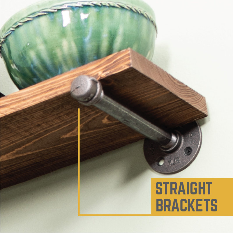 Hazle Solid Wood 24 inch Floating Shelf with Straight Brackets, Autumn Brown