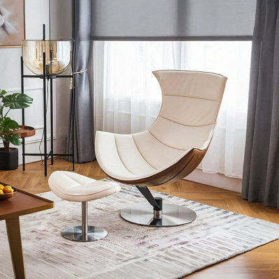 Upholstered Leather Swivel Accent Chair