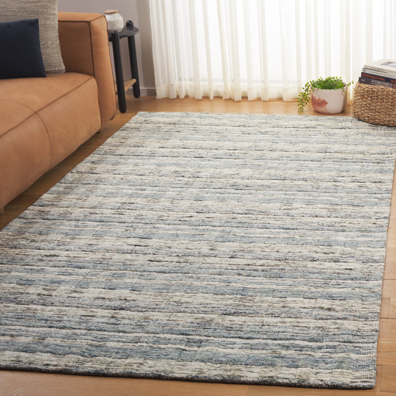 Tapis gris clair / bleu sarcelle Maurie 501, Rectangle de 5 pi x 8 pi