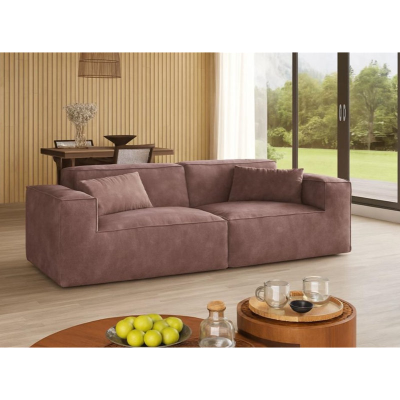 Canapé modulaire 2 places Urban Plus avec revêtement en velours Cloud, Velours brun