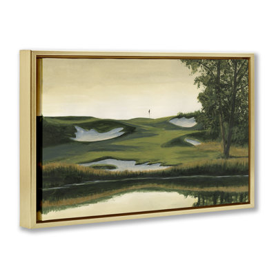Golf Course Terrain Gold Framed Floater Canvas by Michael Willett 