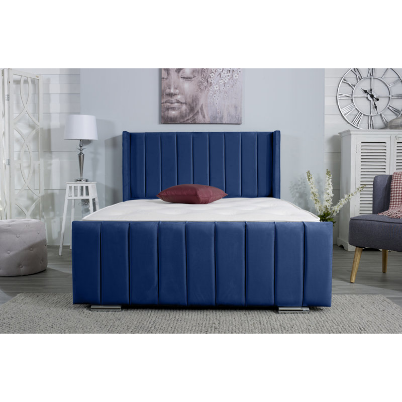 Apperton Upholstered Bed Frame, Double (4'6), Blue