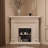 Beige Solid Wood Freestanding Fireplace