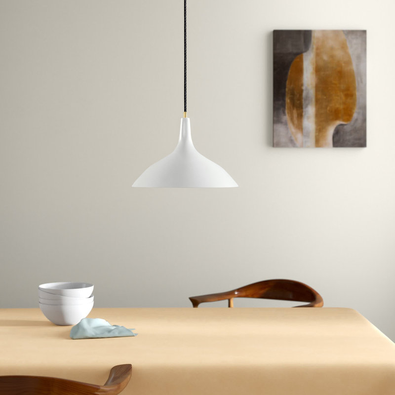 Luminaire suspendu conique à 1 lumière Cendra, Blanc mat