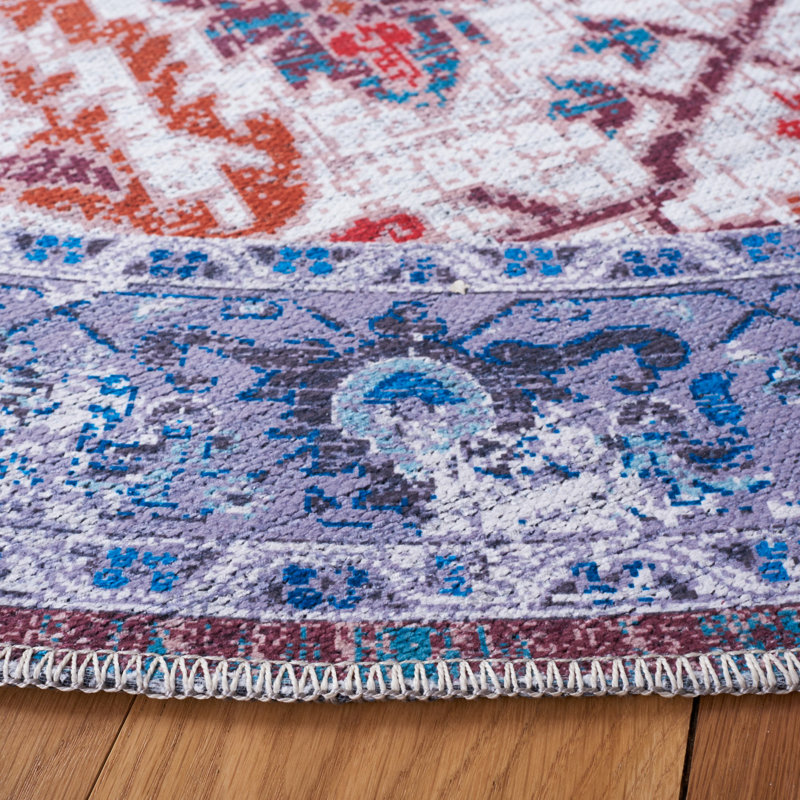 Hallel Performance Machine Washable Oriental Rug, Round 6'7"