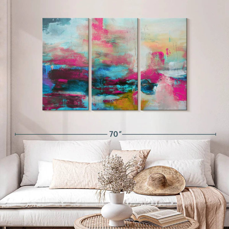 Avery Abstract Pink Aqua, 32" H x 50" W