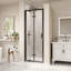 Enceinte de douche pliante à cadre pivotante à double porte pliante, verre trempé transparent de 1/4 po avec poignée en acier inoxydable, installation réversible, noir-128873556